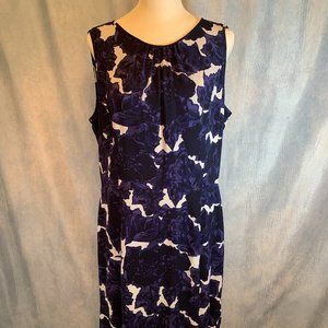 BLUE/BLK/WHT TALBOTS FLOWY SLEEVELESS DRESS SZ 10